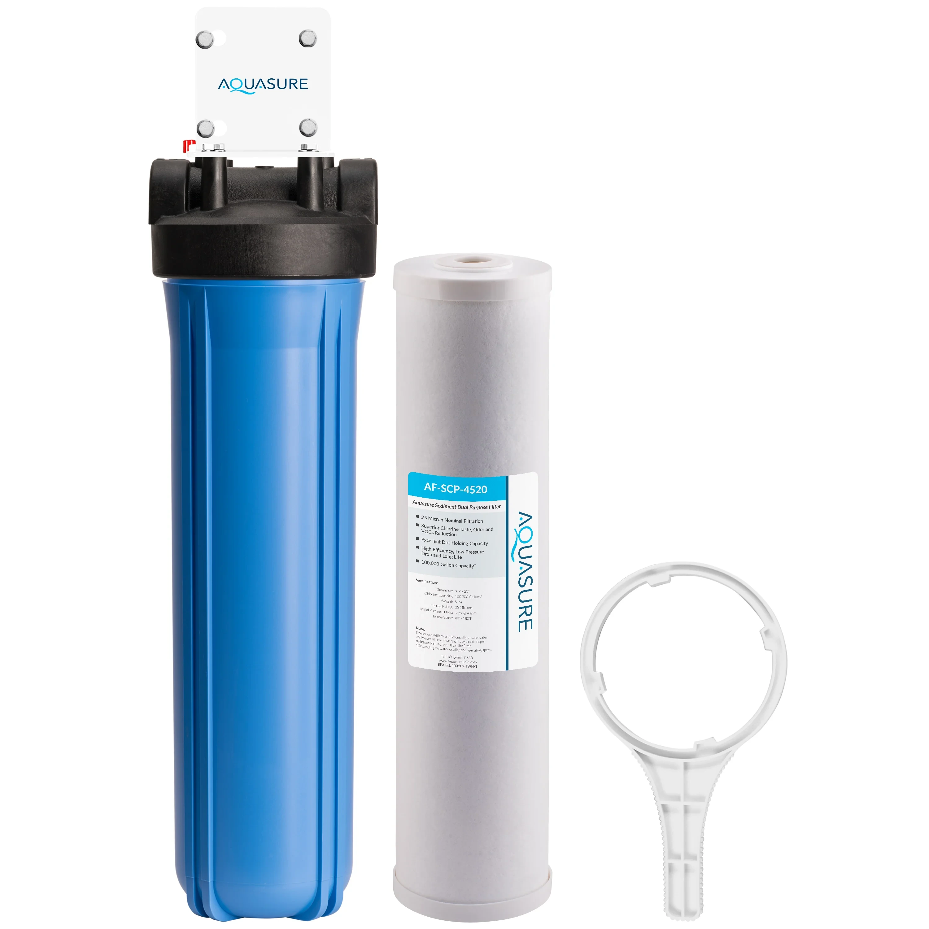 Aquasure Fortitude V Series 20" Whole House Sediment And Carbon Dual Purpose Filter product