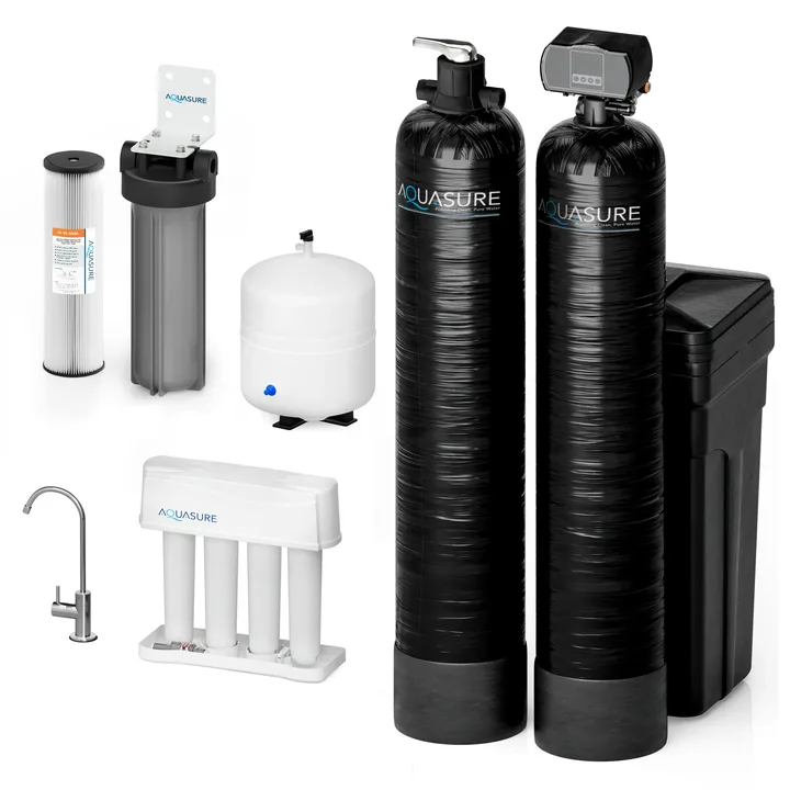 Aquasure Signature Elite | 1,000,000 Gallons Whole House Water Filter Treatment Bundle with 48,000 Grains Softener, 75 GPD Reverse Osmosis System product image from Aquasure